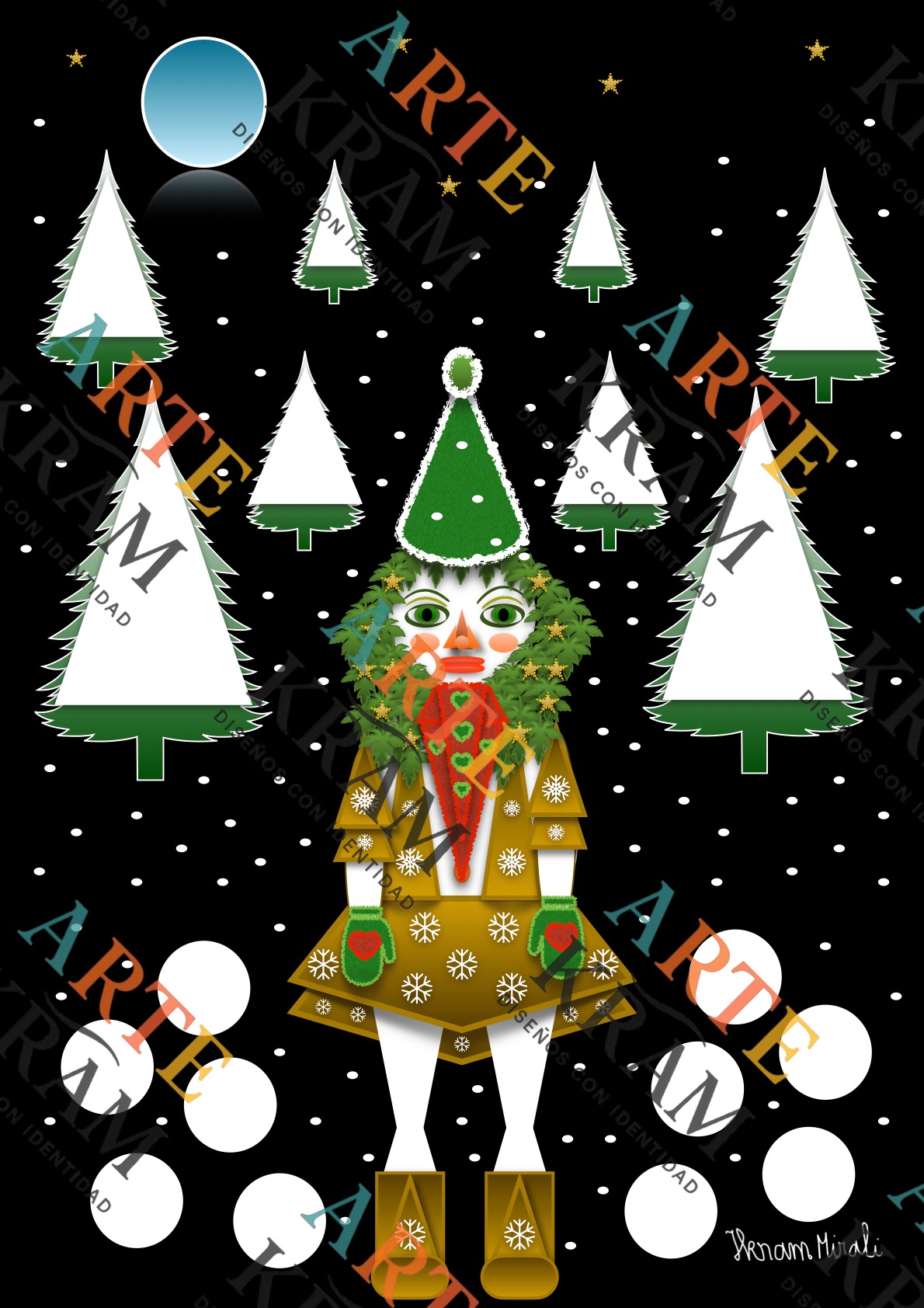 MUJER DE NIEVE EN EL BOSQUE